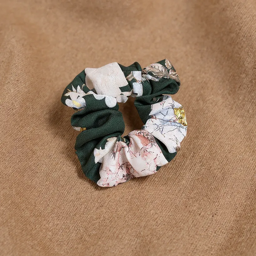 Satin Silk Floral Printed Scrunchies - Image 2